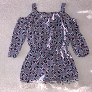 My Michelle spring / summer girls size L Blue and Orange checkered romper